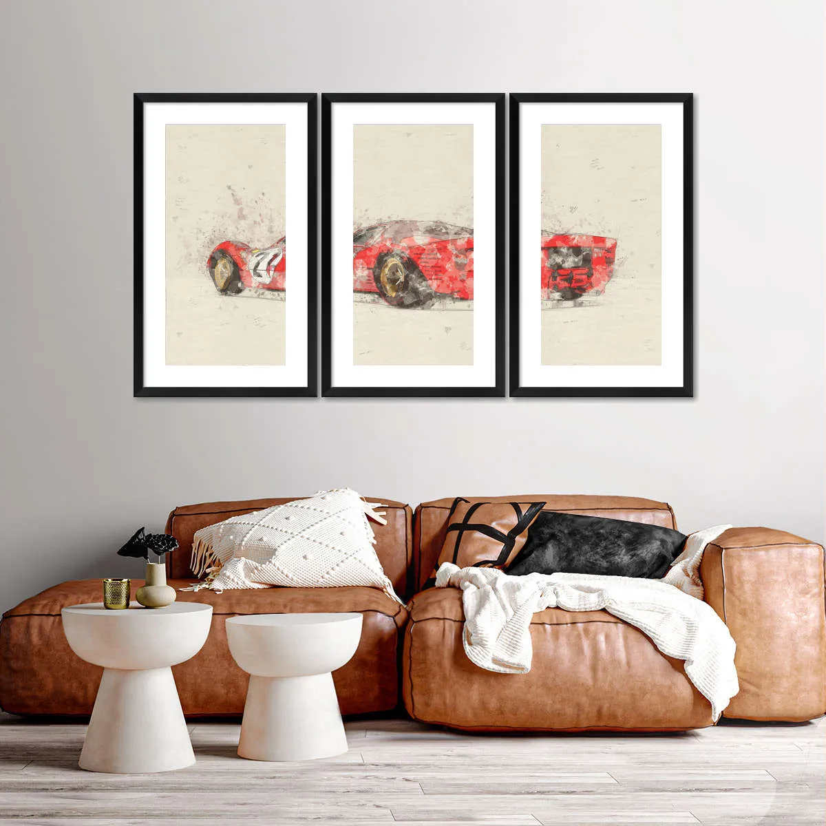 1967 Ferrari 330 P4 Car Rear View Drawing Wall Art