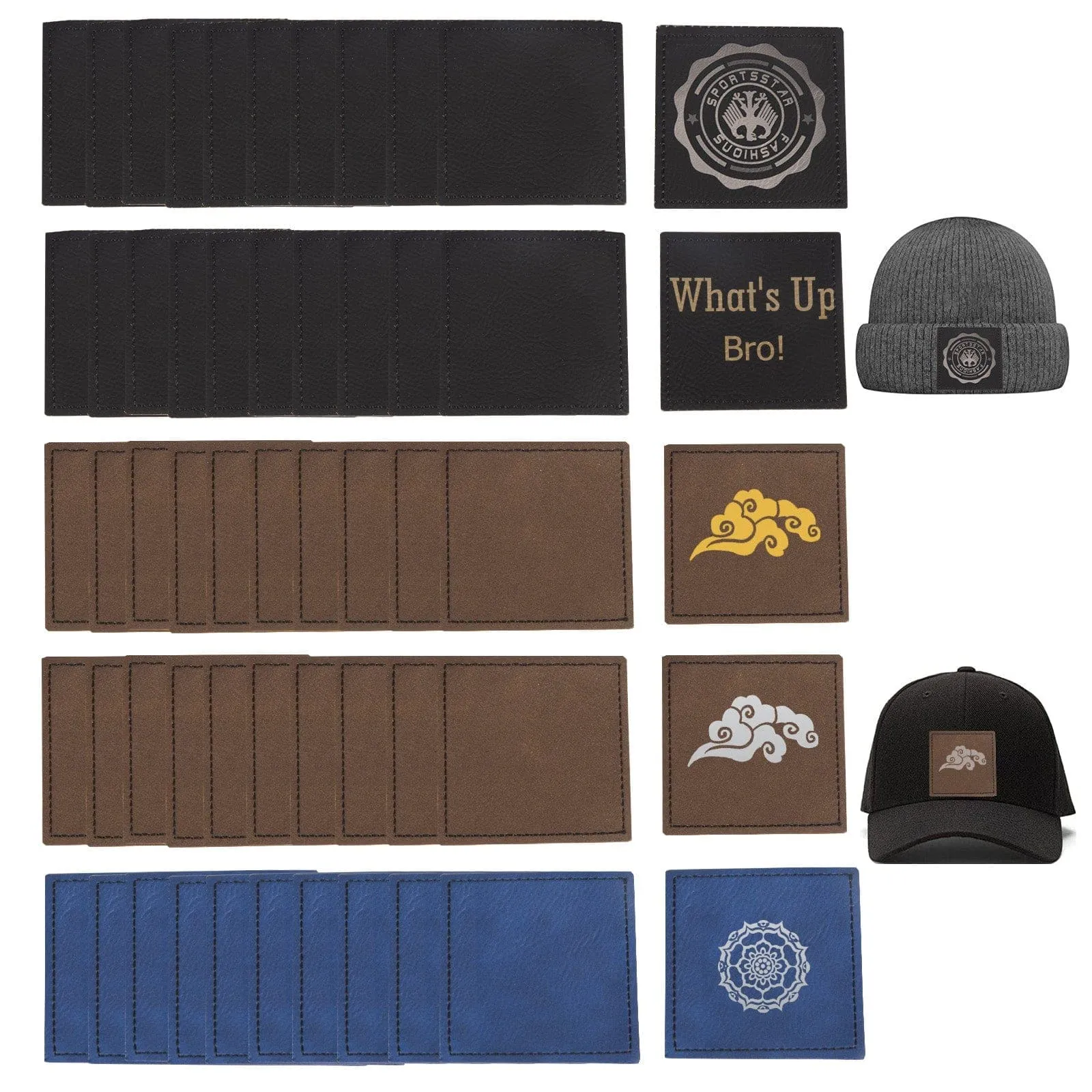 50 Pcs Laser Engraved Marking Faux Leather Patch