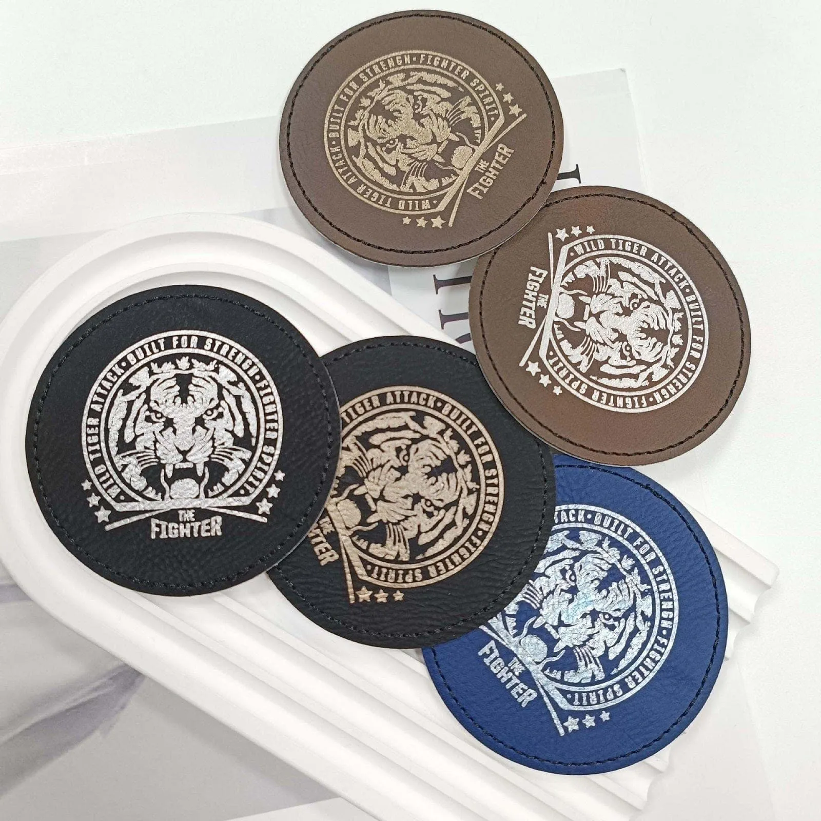 50 Pcs Laser Engraved Marking Faux Leather Patch