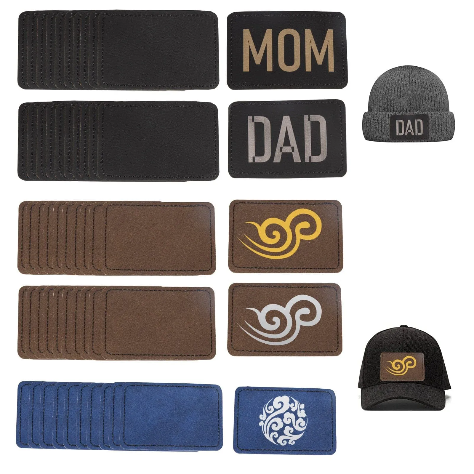 50 Pcs Laser Engraved Marking Faux Leather Patch