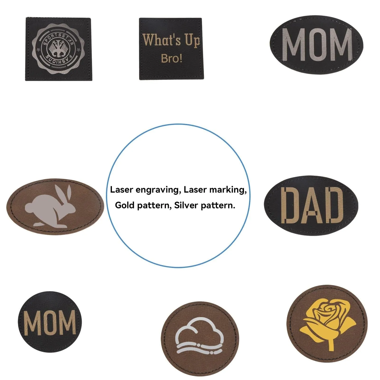 50 Pcs Laser Engraved Marking Faux Leather Patch
