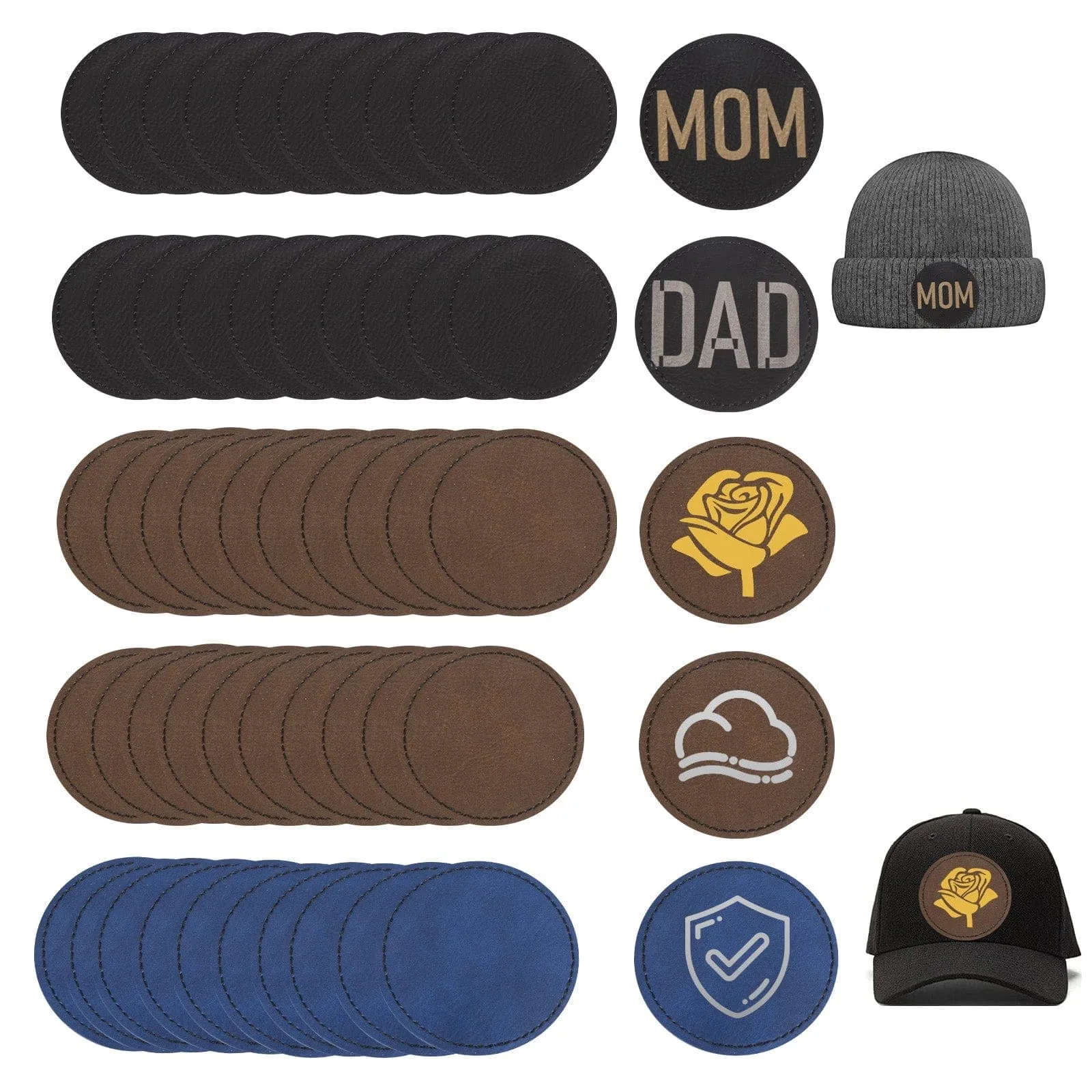 50 Pcs Laser Engraved Marking Faux Leather Patch