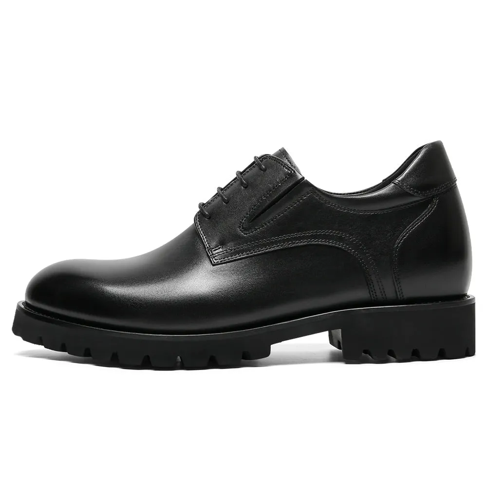 8 CM/3.15 Inches CMR CHAMARIPA Men’s Black Leather Elevator Derby Shoes