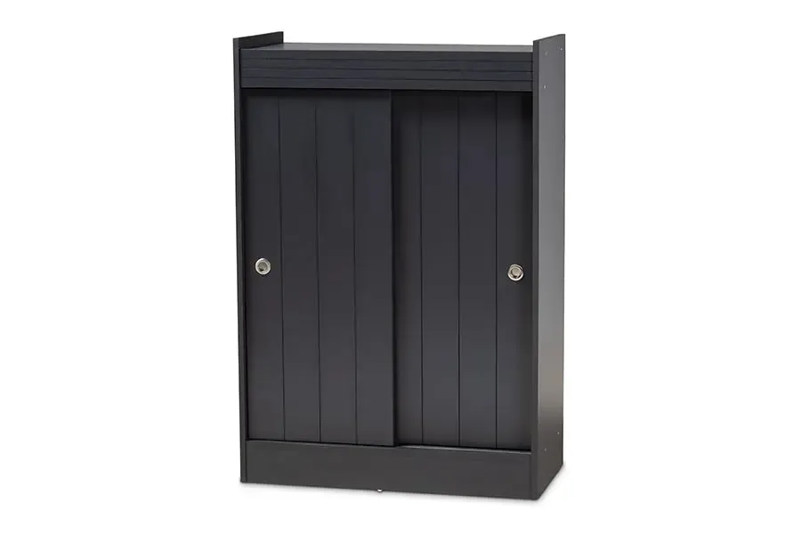 Adalwin Charcoal Finished 2-Door Wood Entryway Shoe Storage Cabinet