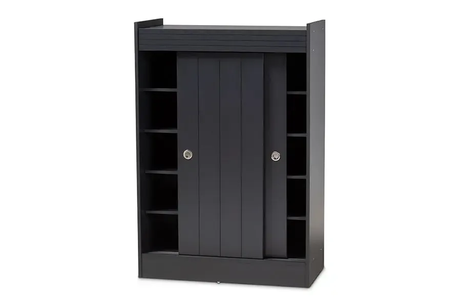 Adalwin Charcoal Finished 2-Door Wood Entryway Shoe Storage Cabinet