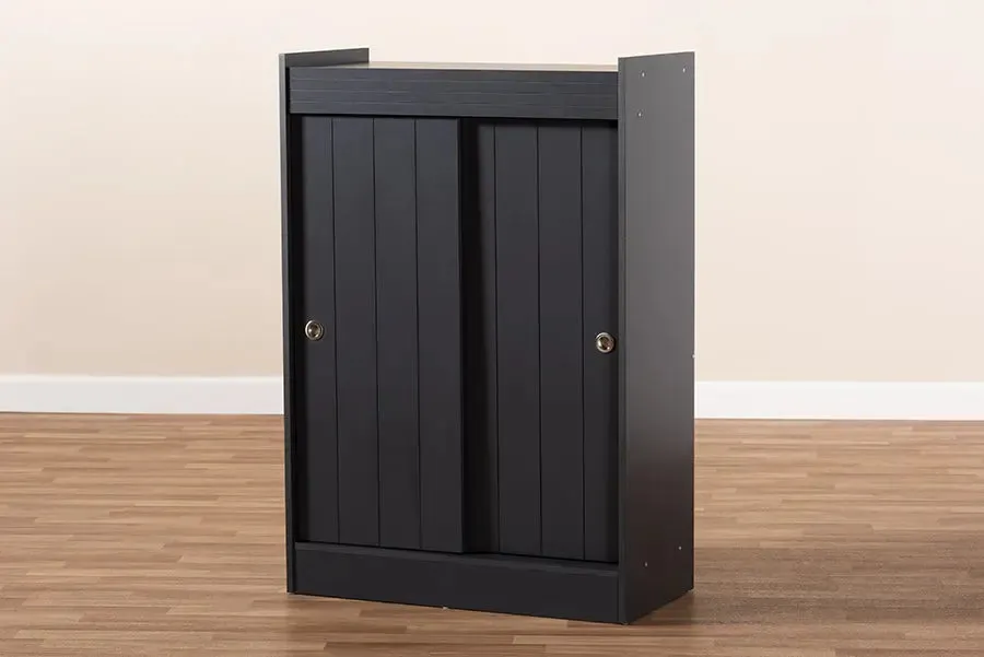 Adalwin Charcoal Finished 2-Door Wood Entryway Shoe Storage Cabinet