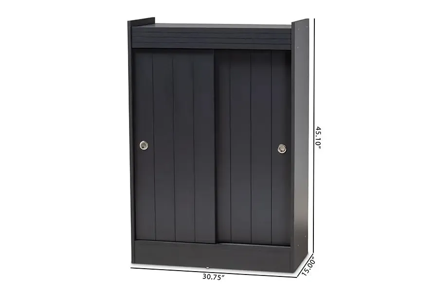 Adalwin Charcoal Finished 2-Door Wood Entryway Shoe Storage Cabinet