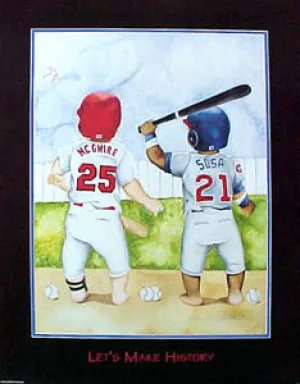 Baby Mark McGwire and Sammy Sosa "Let's Make History" Premium Art Poster Print - K. Gatewood