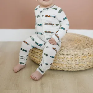 Bamboo Convertible Foot Romper- Vintage Racers
