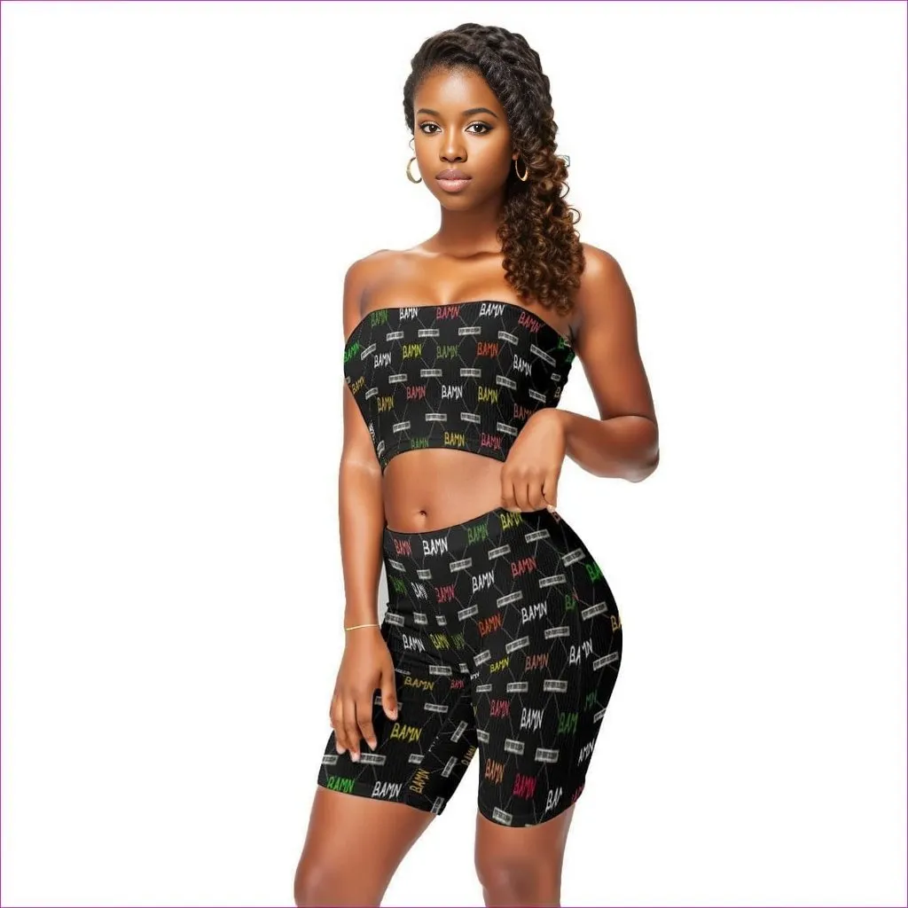 B.A.M.N in Color Womens Tube Top Short Set