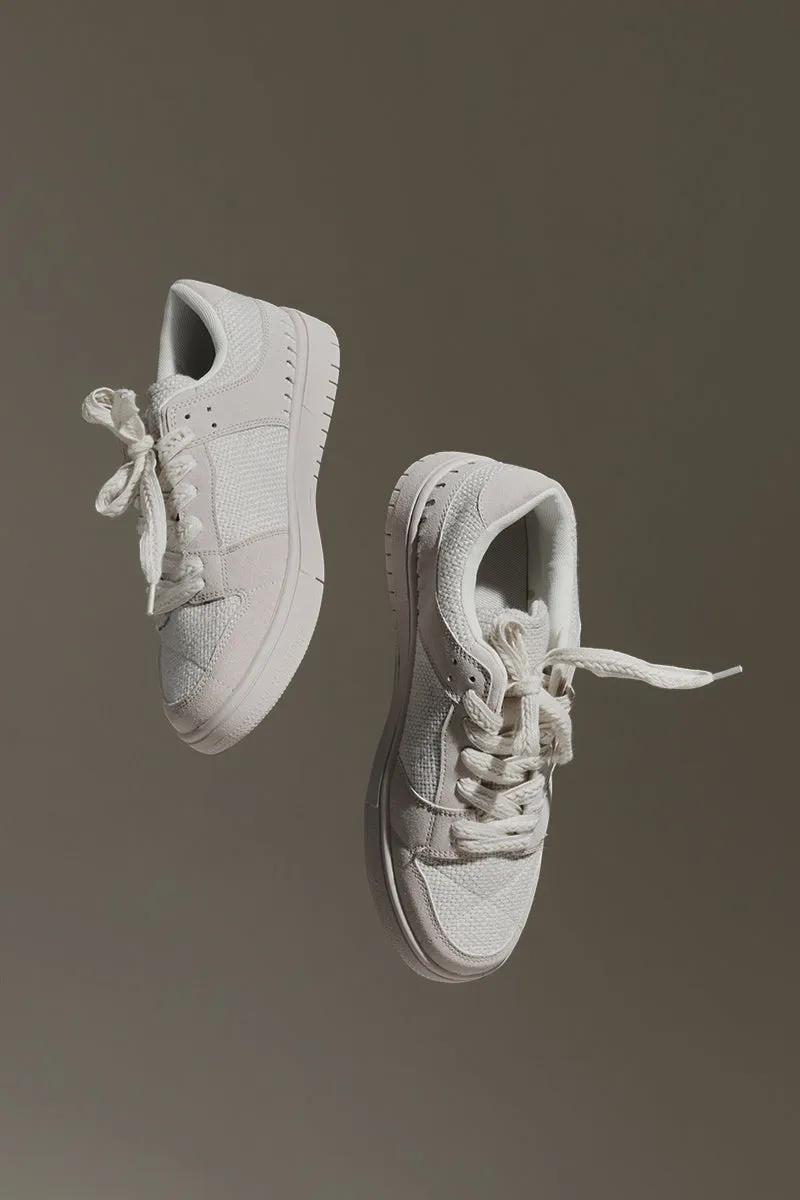 Beige Textured Sneakers