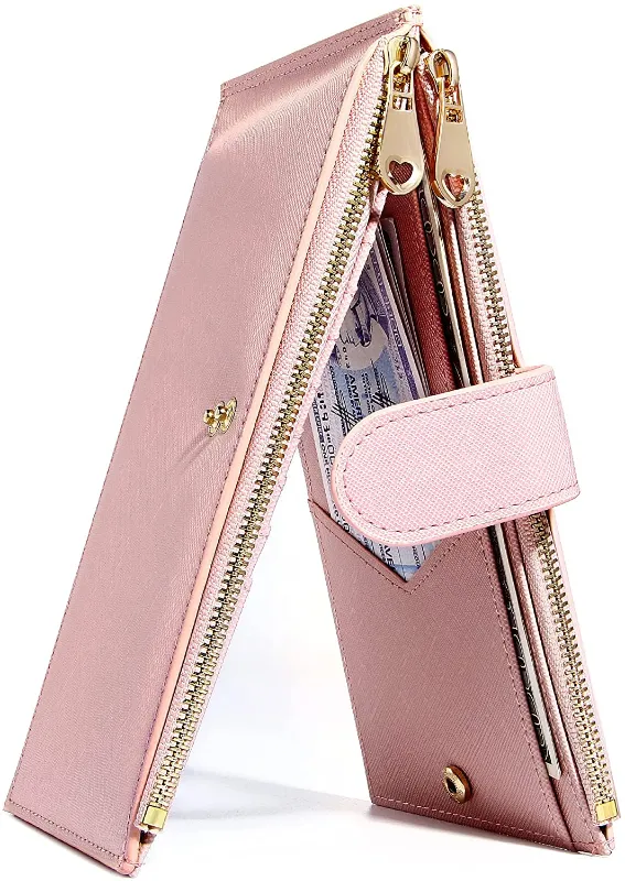 Bifold Multi Credit Card Holder RFID Blocking with Zipper