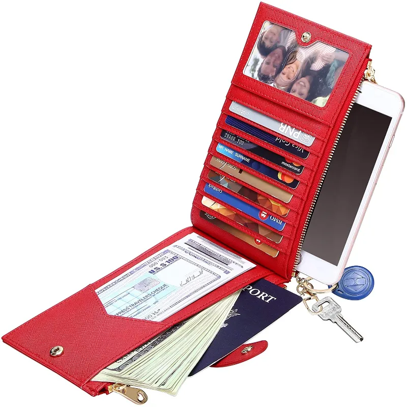 Bifold Multi Credit Card Holder RFID Blocking with Zipper