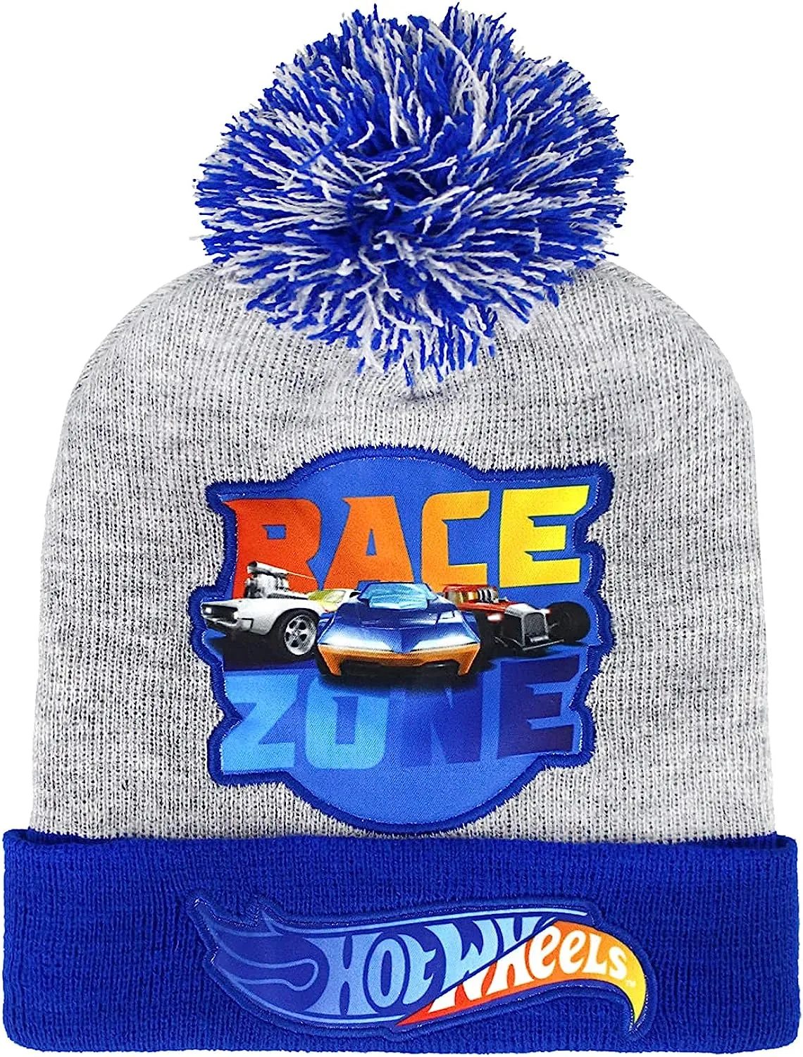 Blue Hot Wheels Race Zone Youth Boys Winter Pom-pom Toque