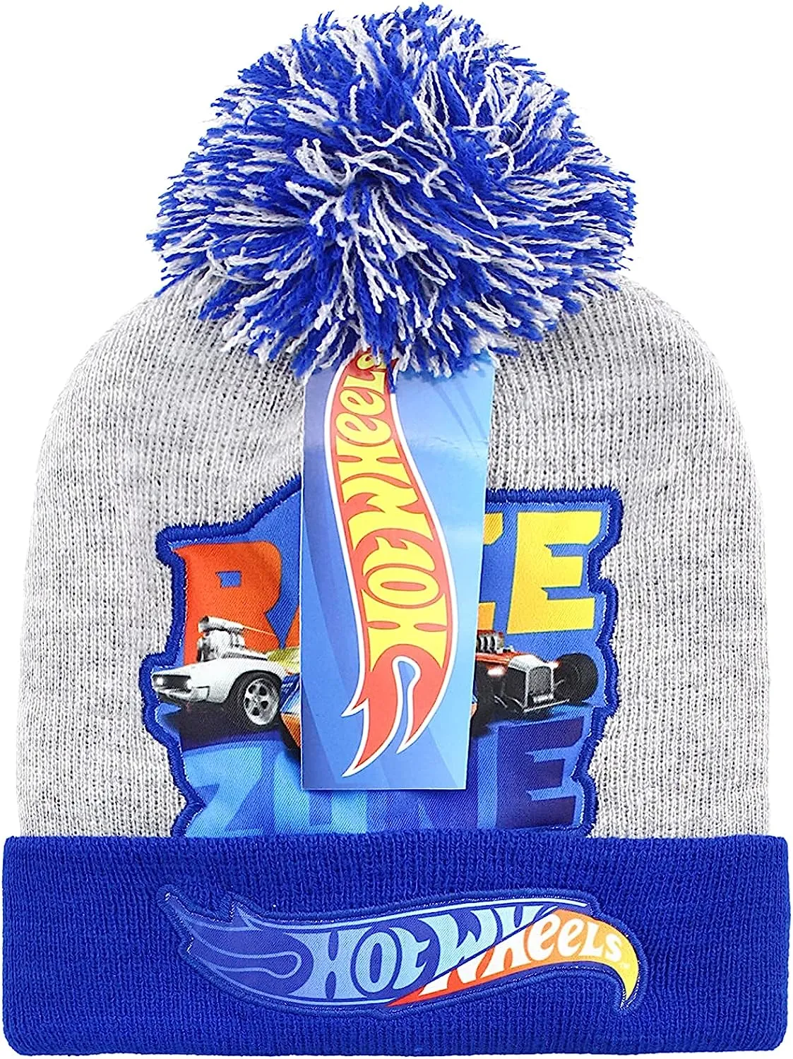 Blue Hot Wheels Race Zone Youth Boys Winter Pom-pom Toque