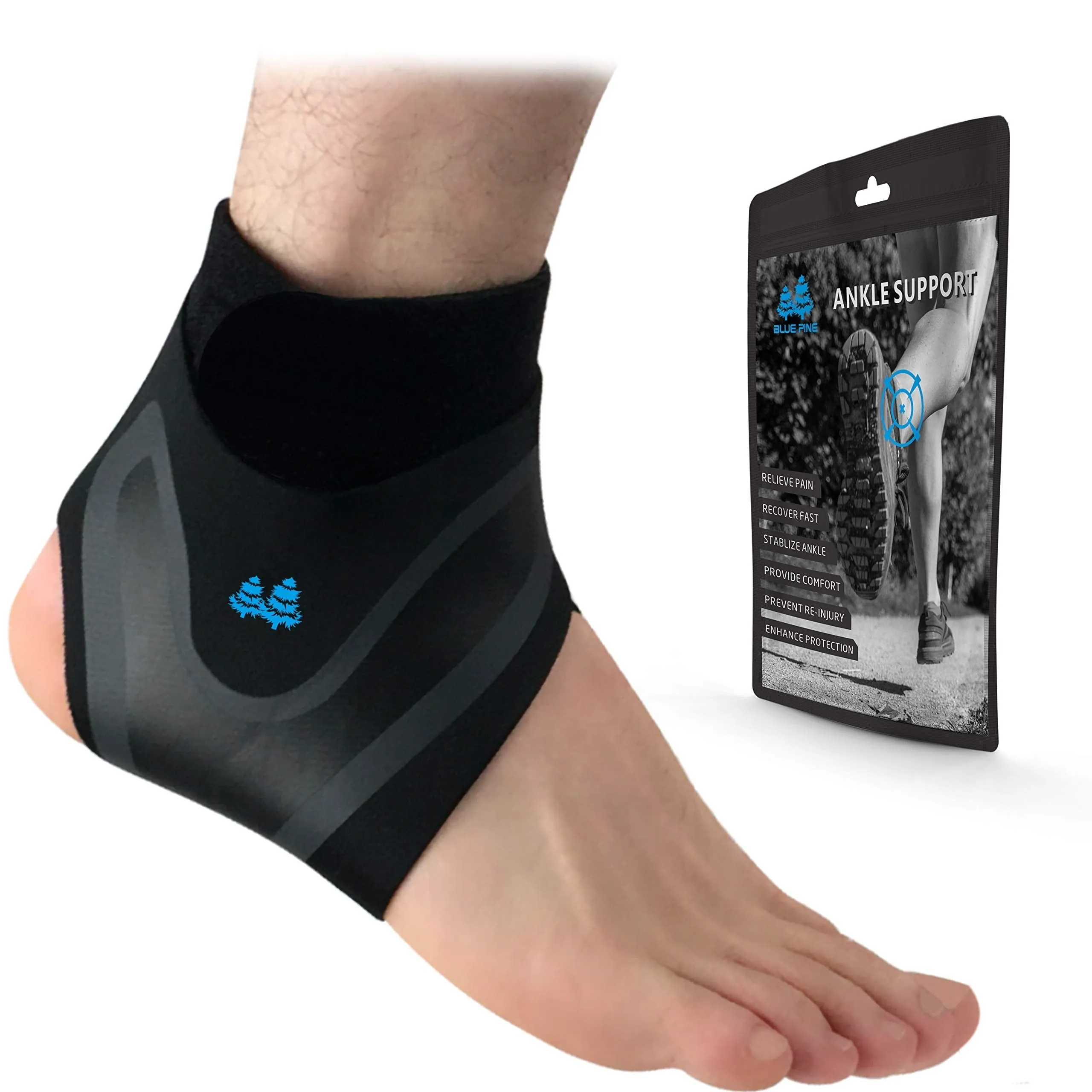 BLUE PINE Ankle Support Adjustable Lightweight Ankle Brace Breathable Material Ankle Sleeve for Men and Women, Single Unit (Right, Small) Right (Pack of 1) Small (Pack of 1)