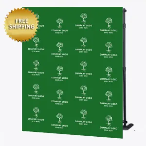 Business Logo Green Custom Step and Repeat Backdrop