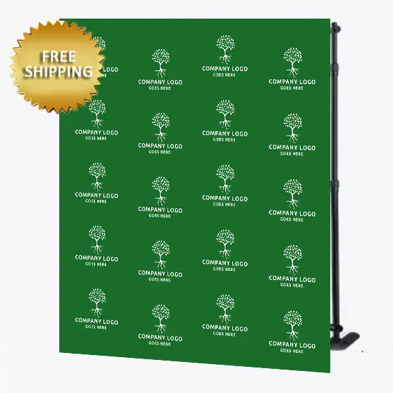 Business Logo Green Custom Step and Repeat Backdrop