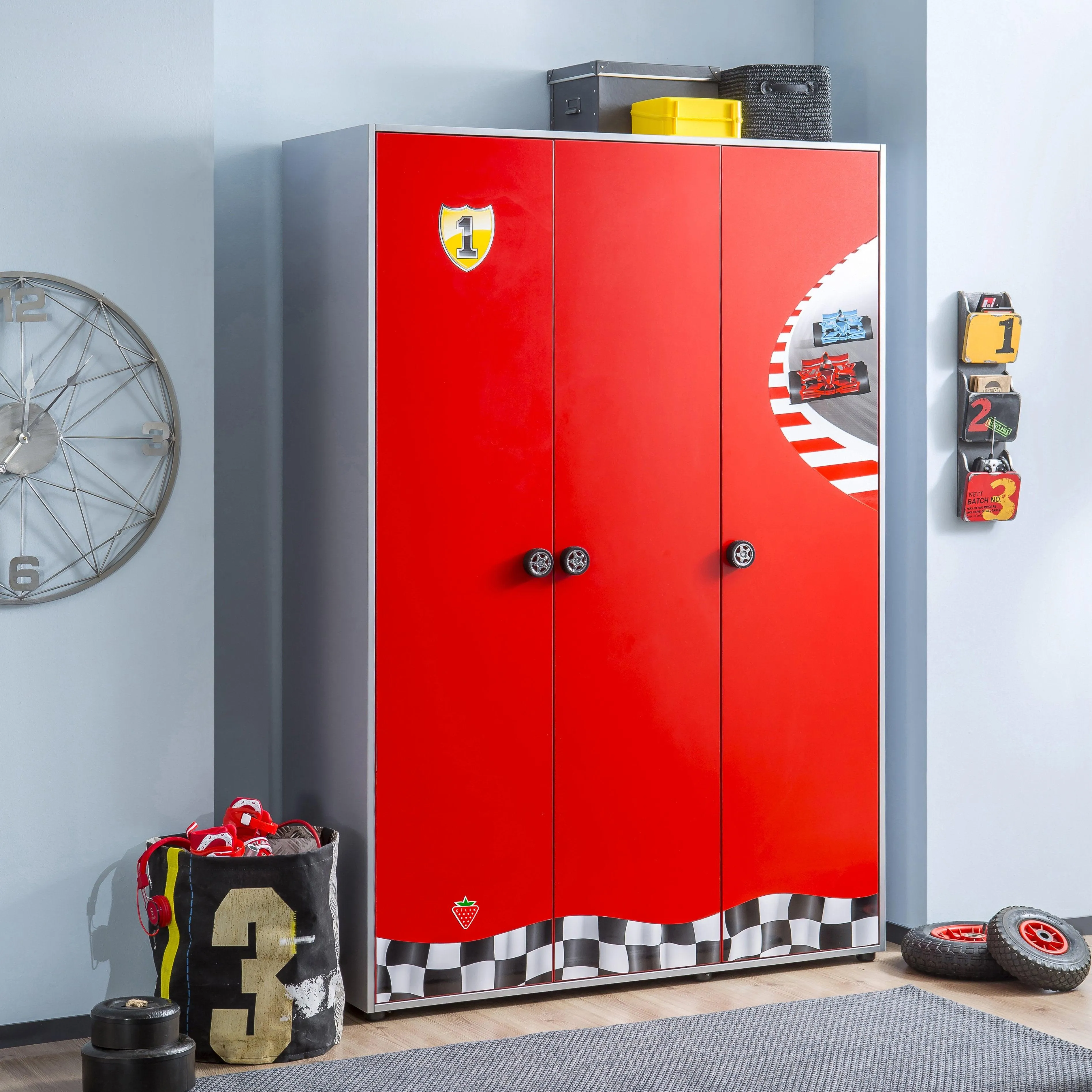 Cilek Race Cup 3 Doors Wardrobe