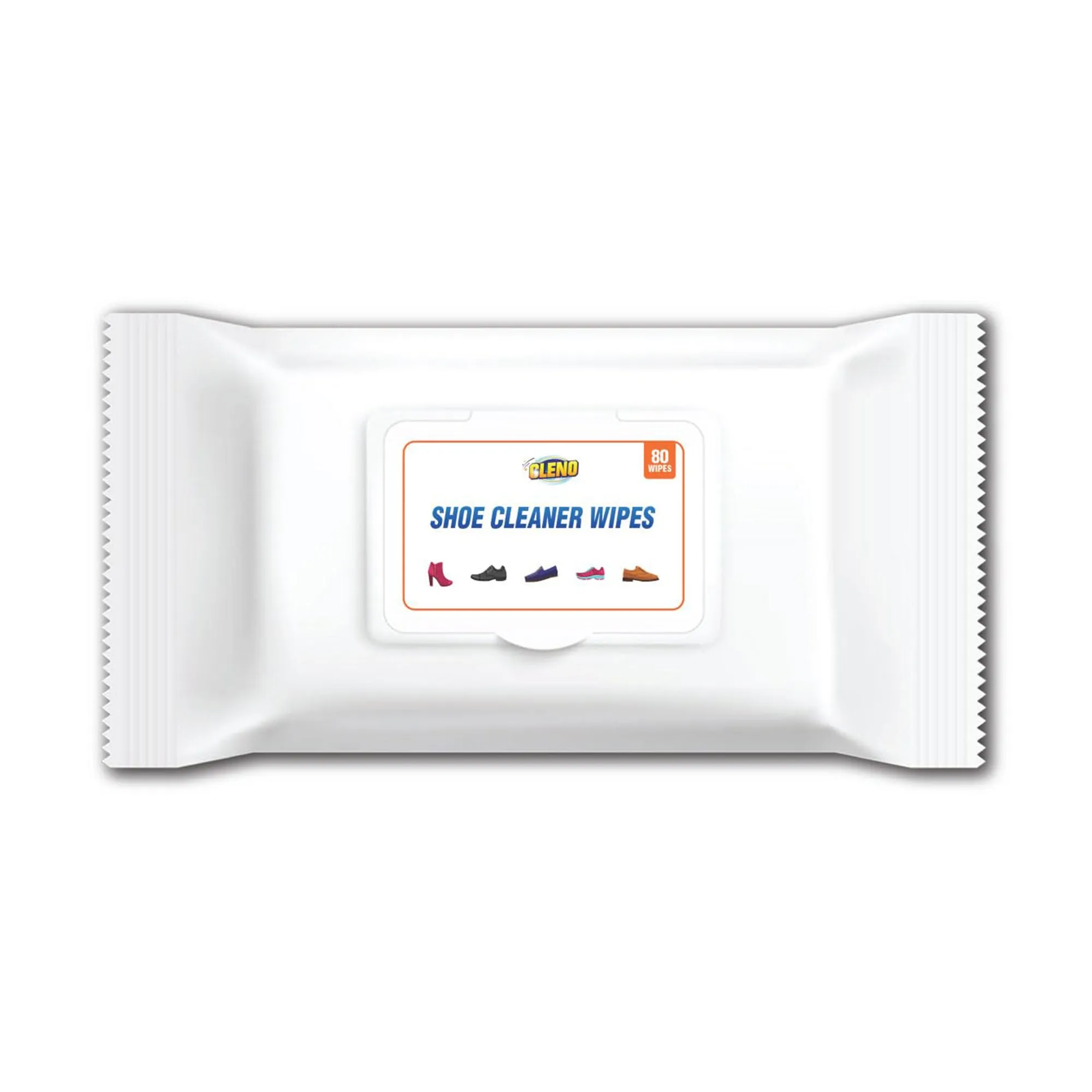 Cleno Shoe Cleaner Wet Wipes For Shoes/Loafers/Sandals/Slippers/Traditional Footwear/Athletic Shoes/Sneakers/White Shoes/Golf-Tennis Shoes/Scrub Off Dirt/Mud - 80 Wipes (Ready to Use)