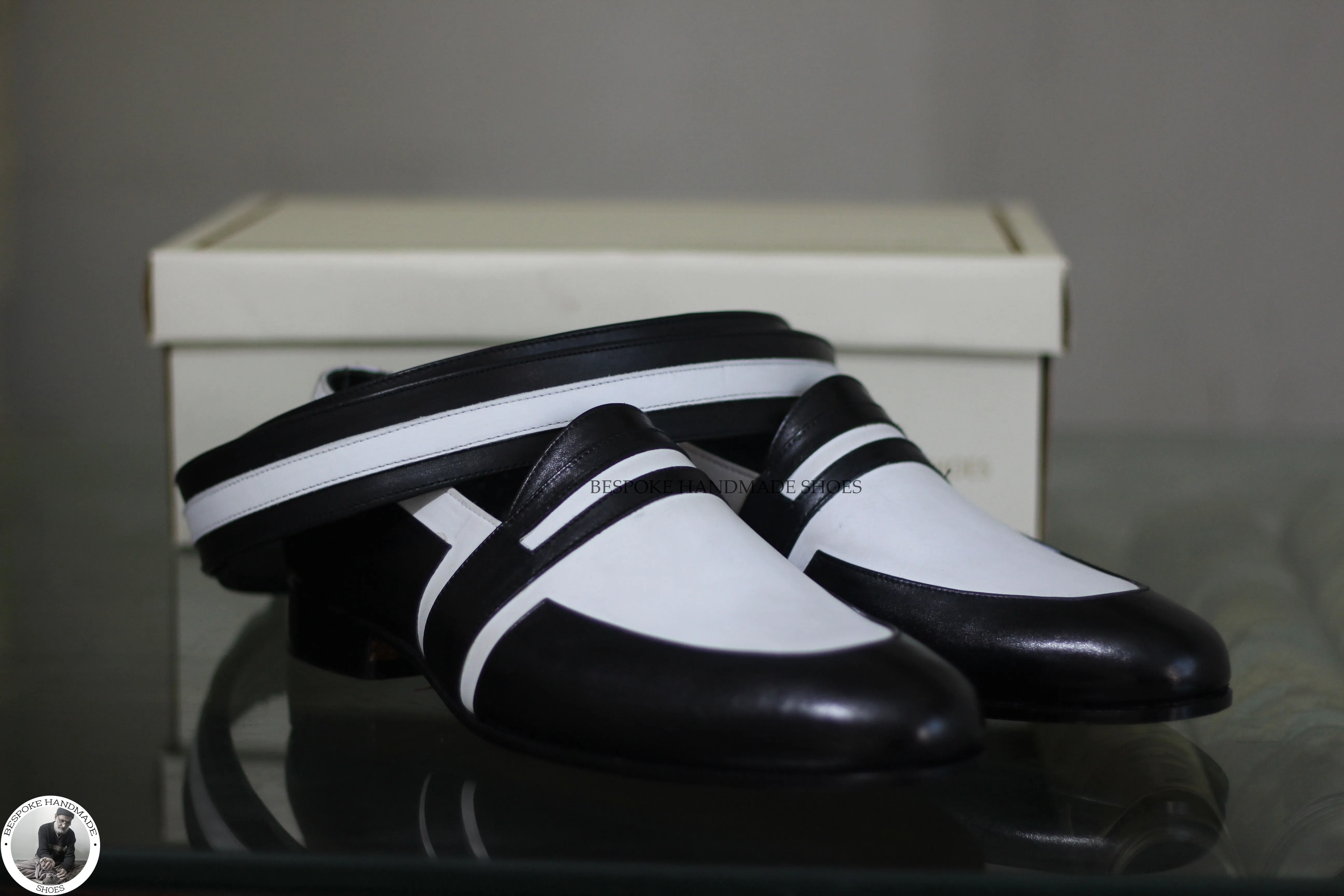 Copy of Handmade Men's White And Black Leather Slip On Moccasin Fashion Shoes For Men's
