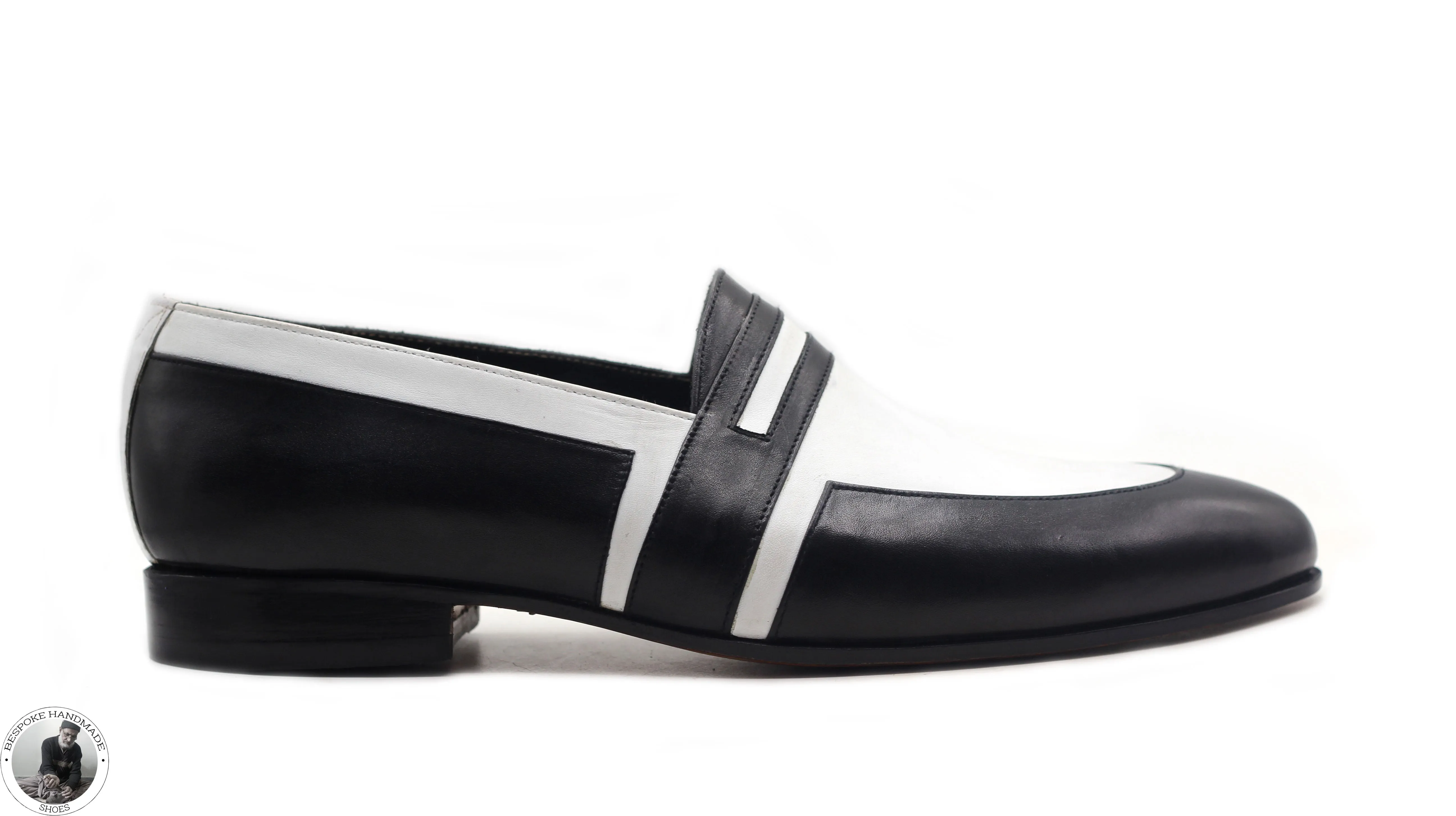 Copy of Handmade Men's White And Black Leather Slip On Moccasin Fashion Shoes For Men's