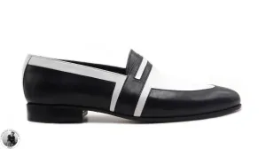 Copy of Handmade Men's White And Black Leather Slip On Moccasin Fashion Shoes For Men's