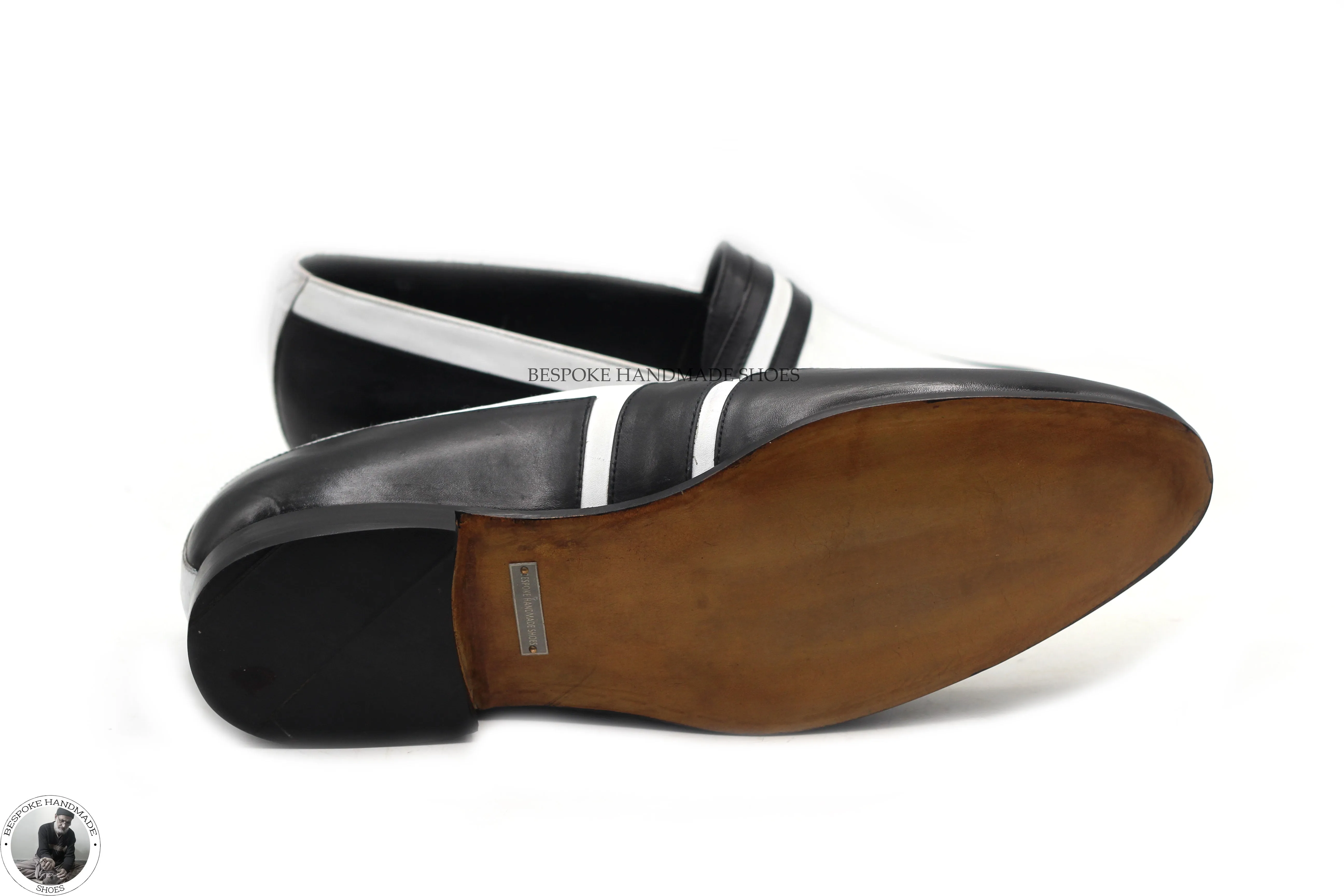 Copy of Handmade Men's White And Black Leather Slip On Moccasin Fashion Shoes For Men's