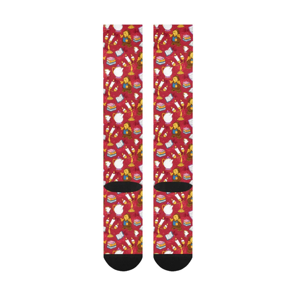 Disney Beauty And The Beast Belle's Friends Over-The-Calf Socks