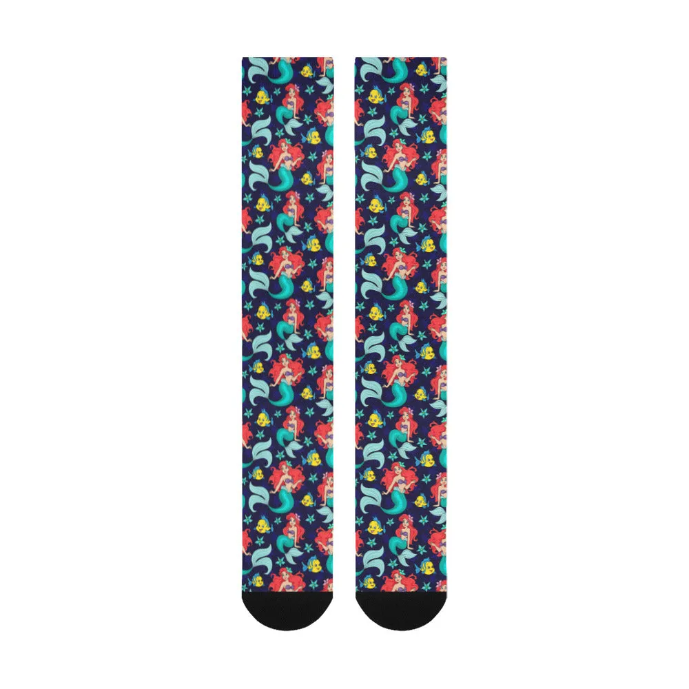 Disney Little Mermaid I Want To Be Where The People Are Over-The-Calf Socks