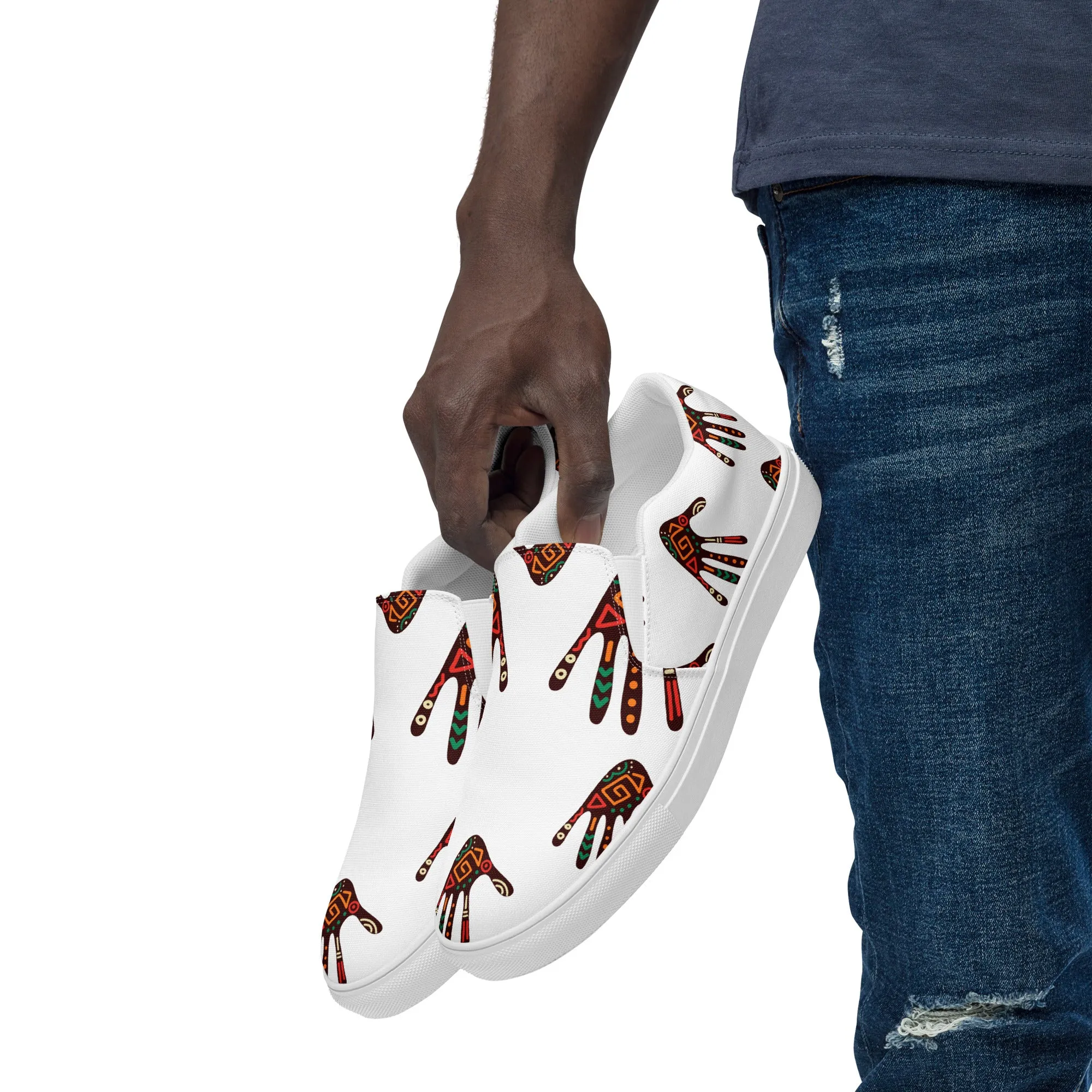 Duro Tribal Palm Print Men’s Slip-On Canvas Shoes