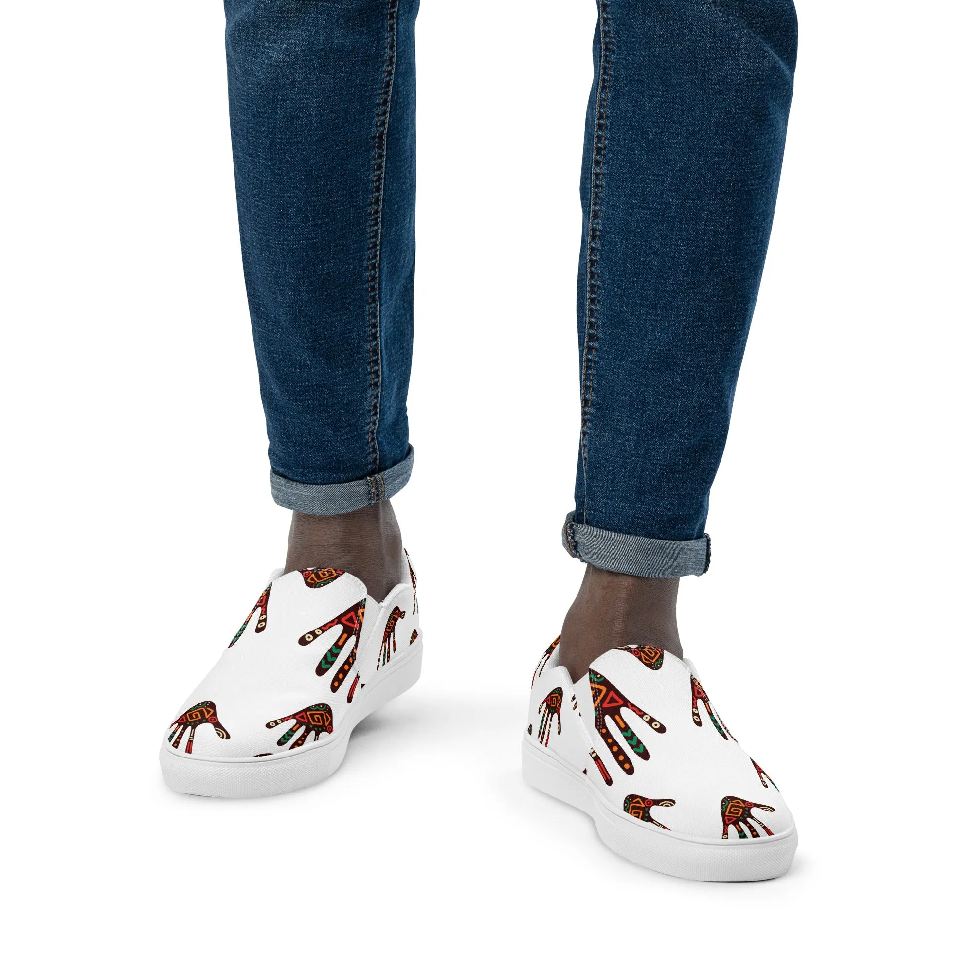 Duro Tribal Palm Print Men’s Slip-On Canvas Shoes