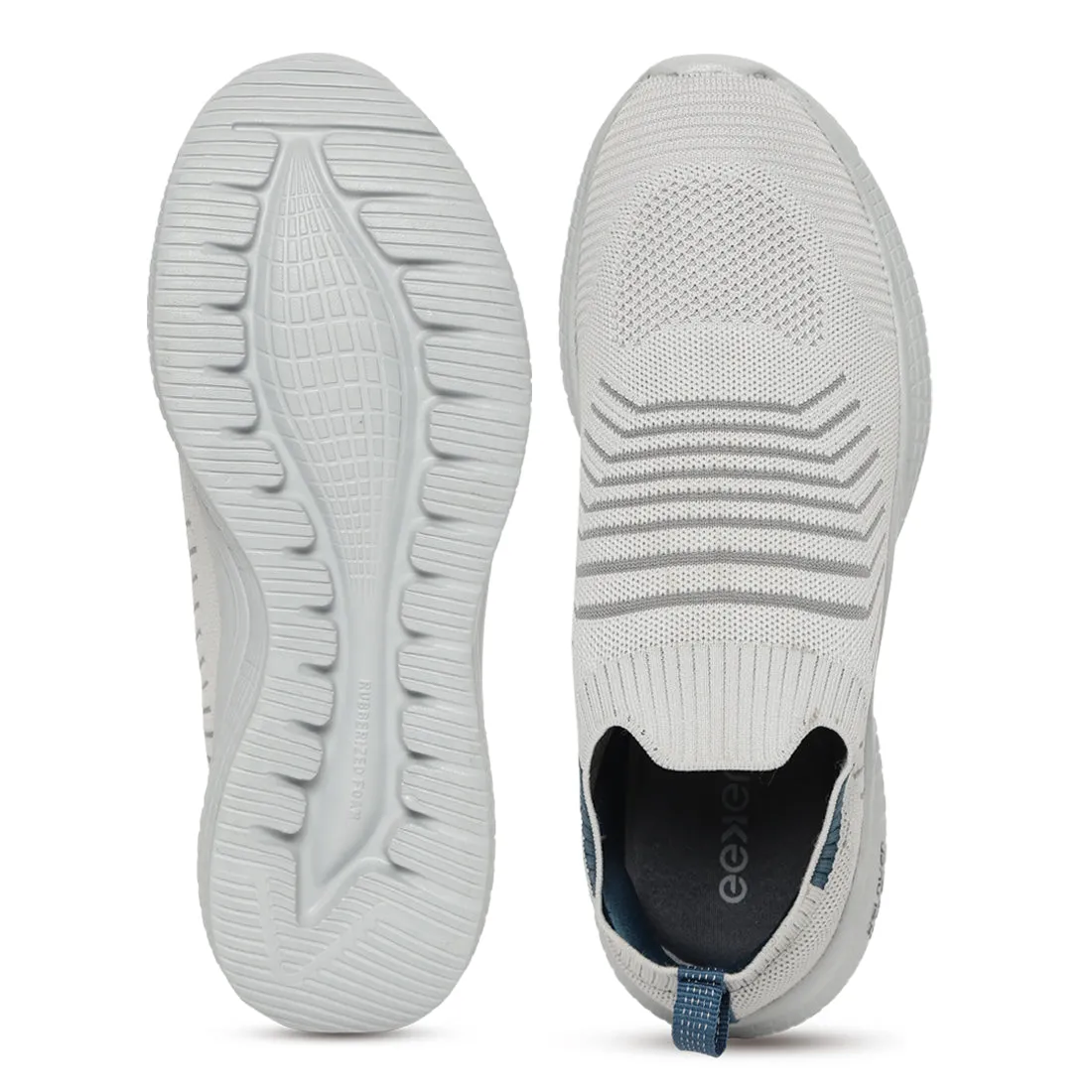 Eeken ESHGIA102S Light Grey And Teal Blue Athleisure Shoes For Men