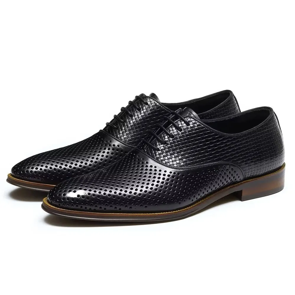 Embossed Elegance Exotic Round Toe Oxford Dress Shoes