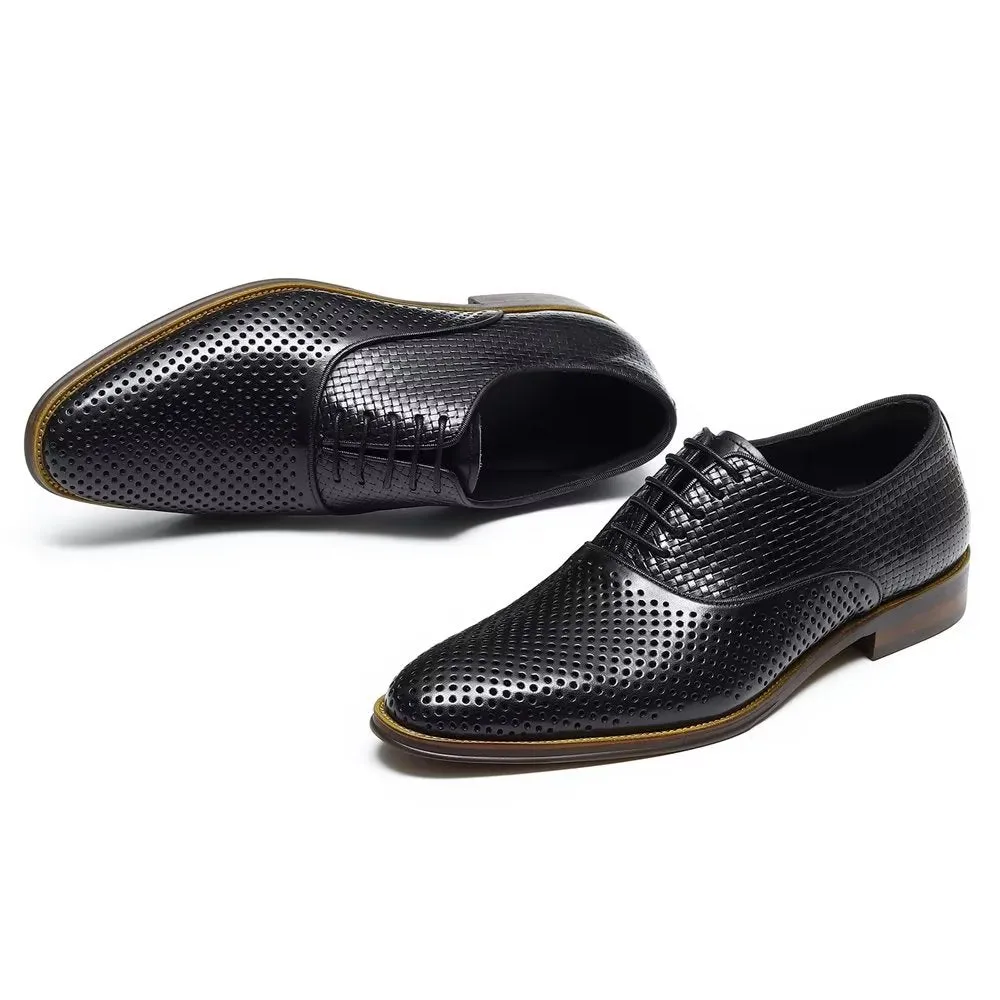 Embossed Elegance Exotic Round Toe Oxford Dress Shoes
