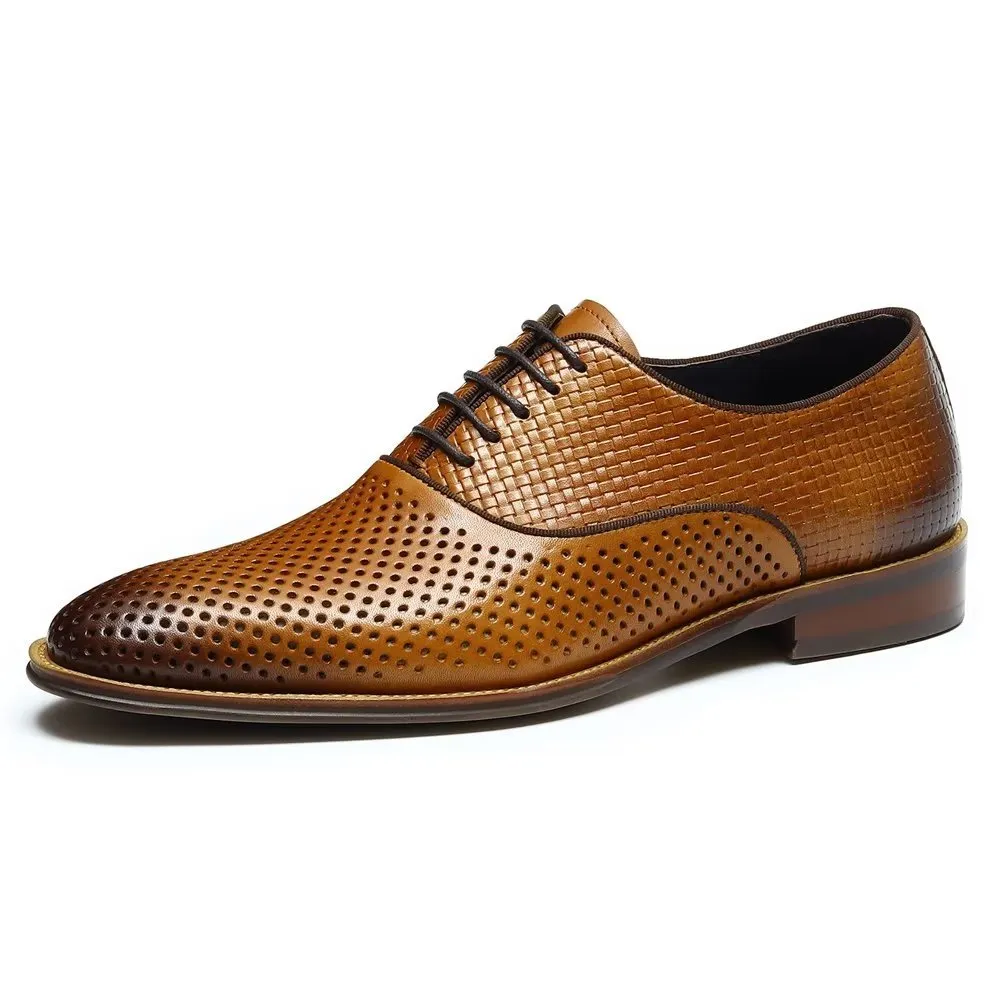 Embossed Elegance Exotic Round Toe Oxford Dress Shoes