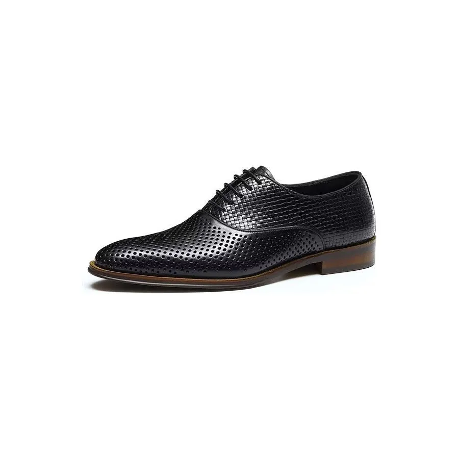 Embossed Elegance Exotic Round Toe Oxford Dress Shoes