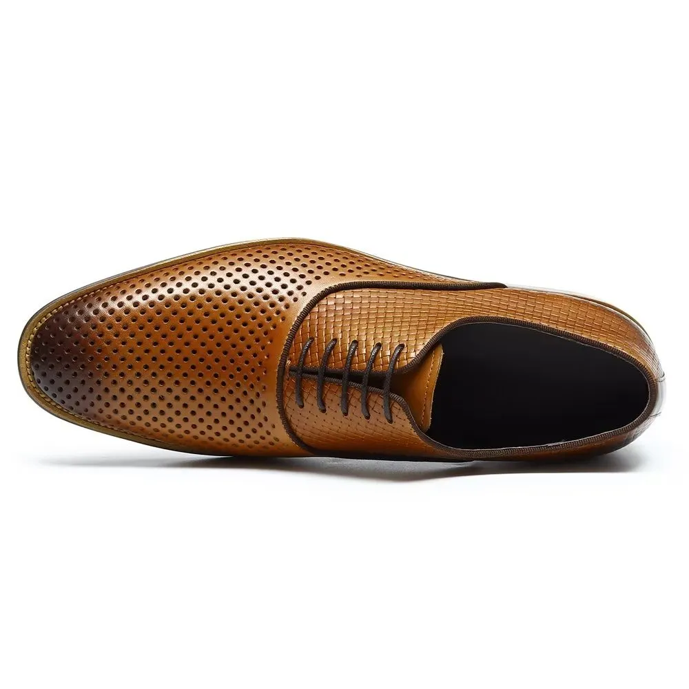 Embossed Elegance Exotic Round Toe Oxford Dress Shoes