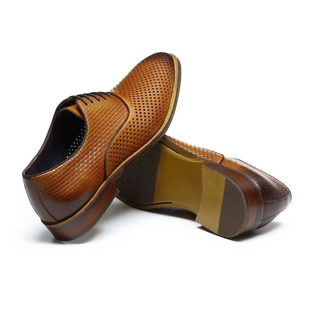 Embossed Elegance Exotic Round Toe Oxford Dress Shoes