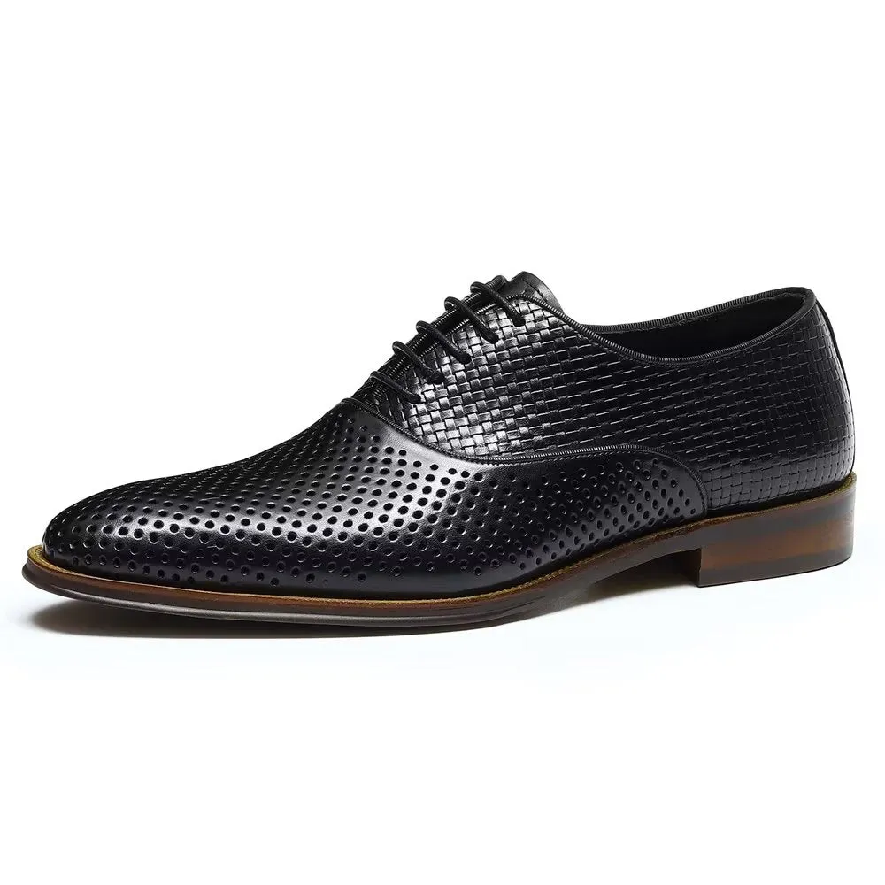 Embossed Elegance Exotic Round Toe Oxford Dress Shoes