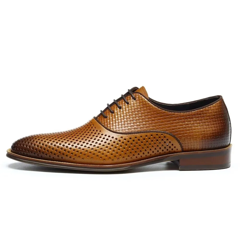 Embossed Elegance Exotic Round Toe Oxford Dress Shoes