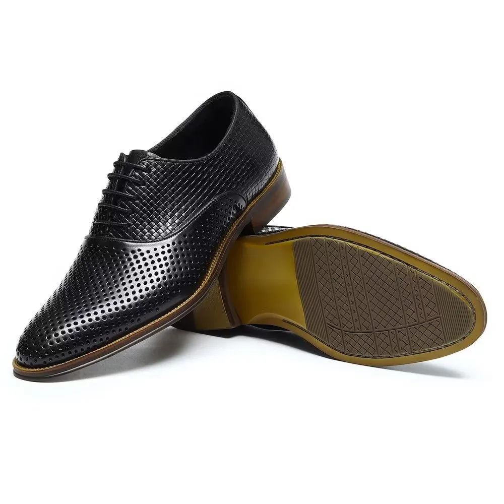Embossed Elegance Exotic Round Toe Oxford Dress Shoes