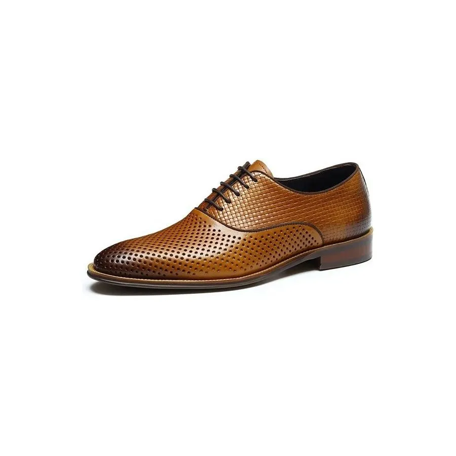 Embossed Elegance Exotic Round Toe Oxford Dress Shoes