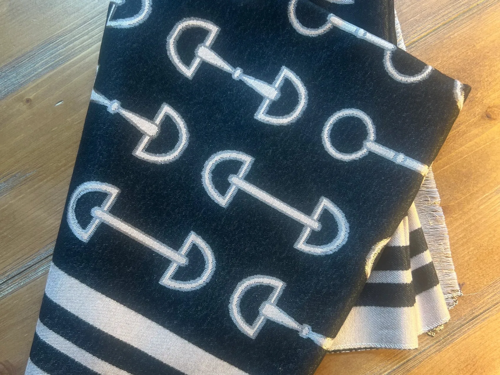 Equestrian Horse Design Wool Blend Scarf Wrap
