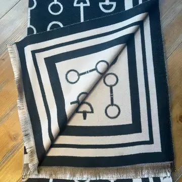 Equestrian Horse Design Wool Blend Scarf Wrap