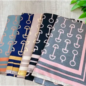 Equestrian Horse Design Wool Blend Scarf Wrap