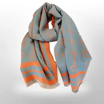 Equestrian Horse Design Wool Blend Scarf Wrap