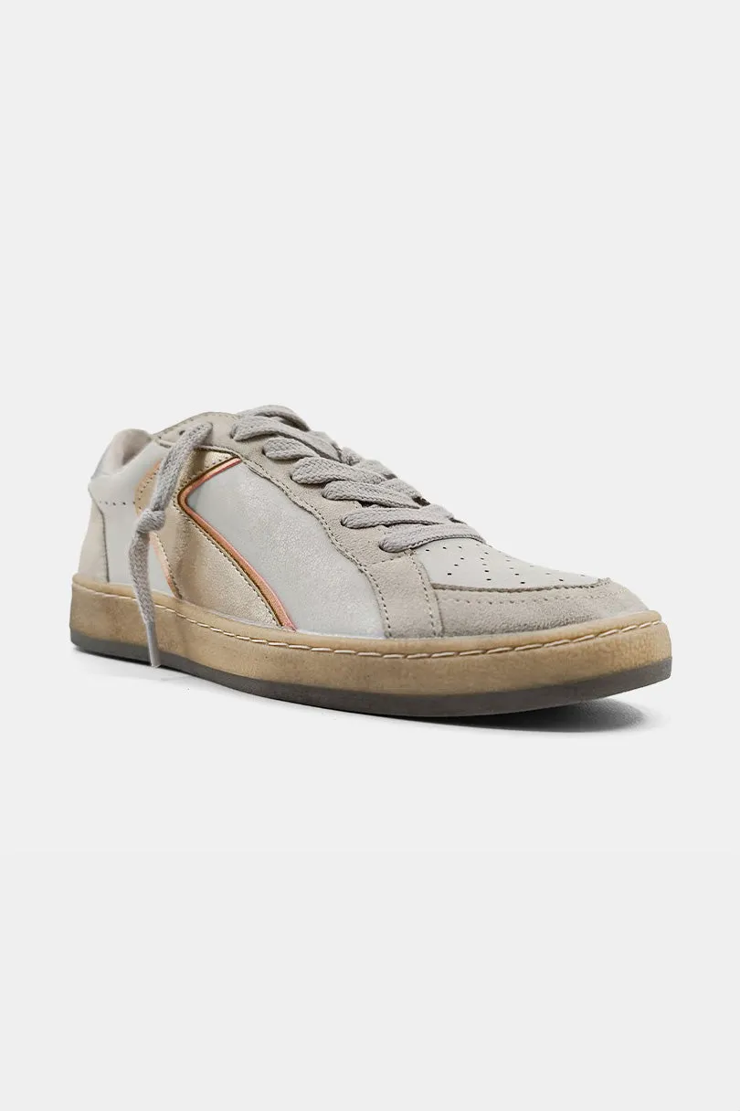 Gold Faux Leather And Suede Salma Sneakers