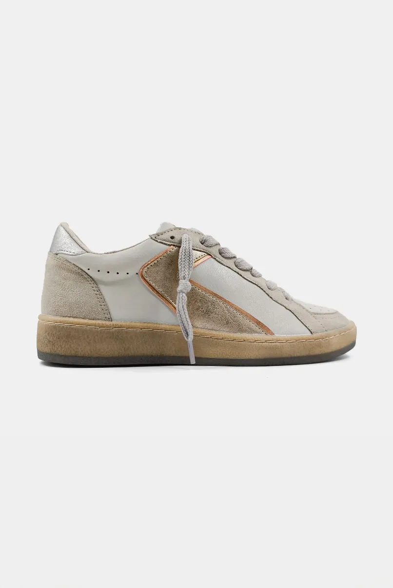 Gold Faux Leather And Suede Salma Sneakers
