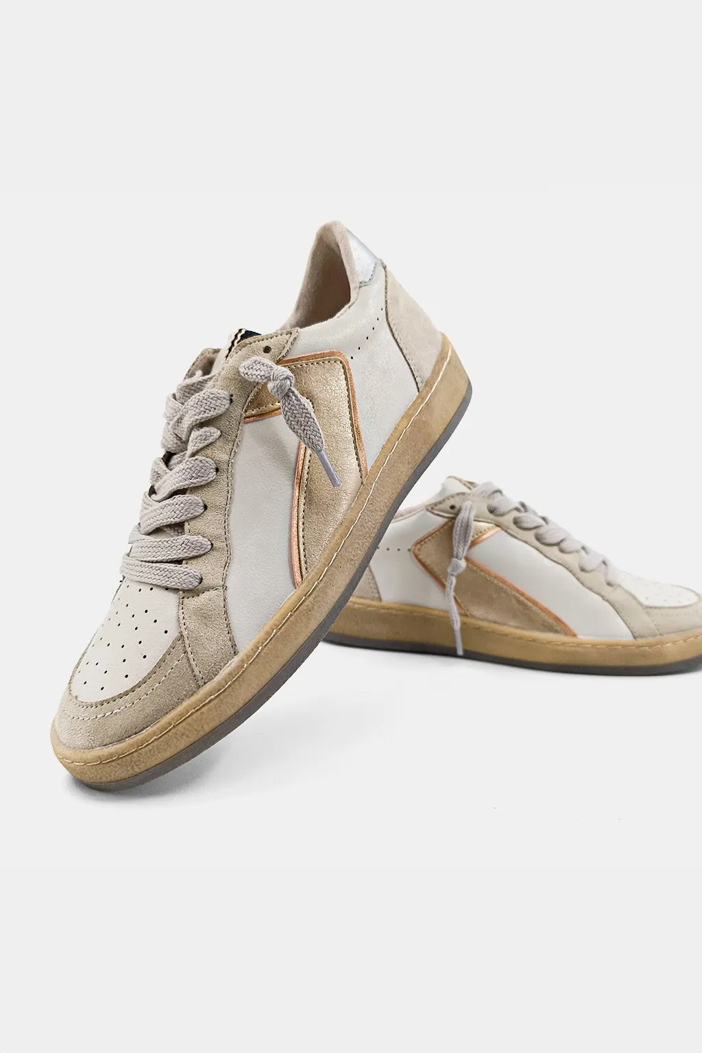 Gold Faux Leather And Suede Salma Sneakers